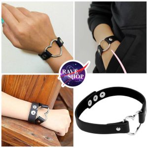 Leather-choker-and bracelet